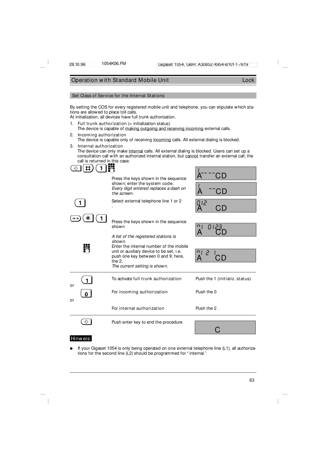 Siemens 1054 operating instructions 012 N1 2 