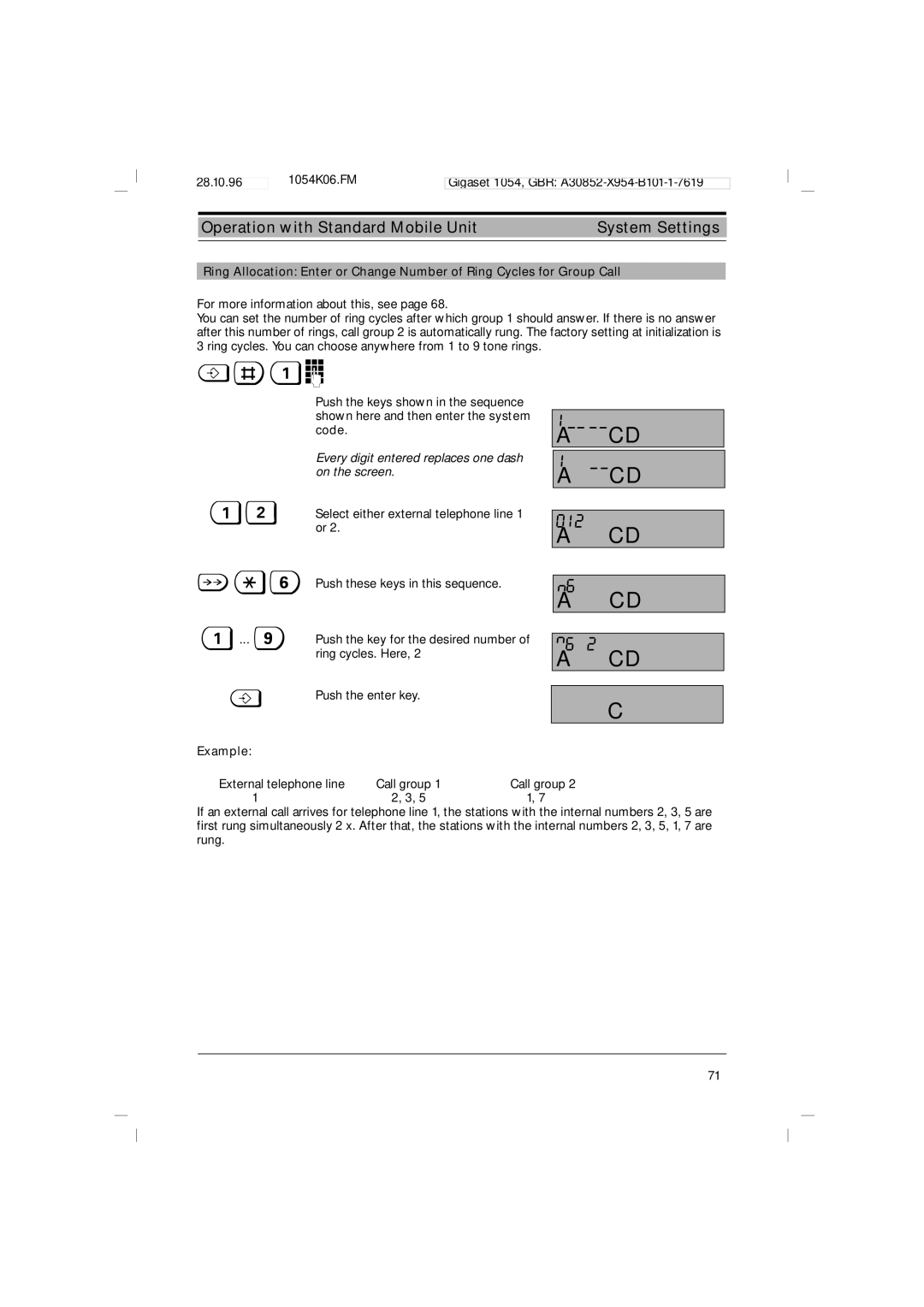 Siemens 1054 operating instructions Call group 