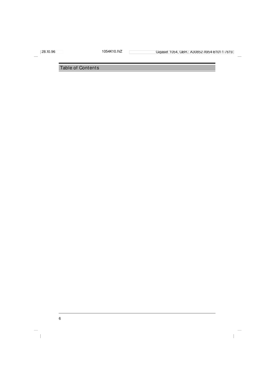 Siemens 1054 operating instructions Table of Contents 