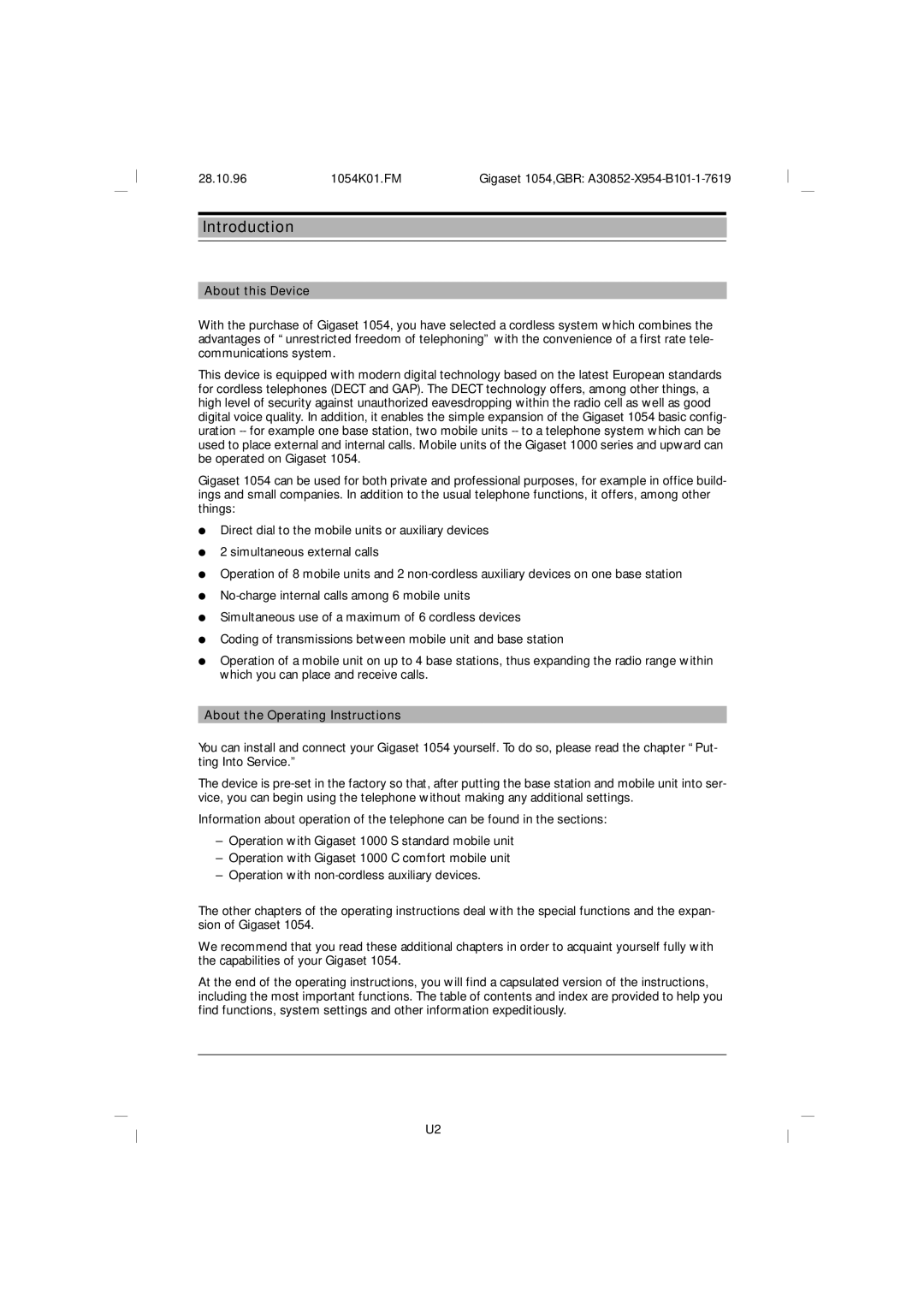 Siemens 1054 operating instructions Introduction, About this Device, About the Operating Instructions 