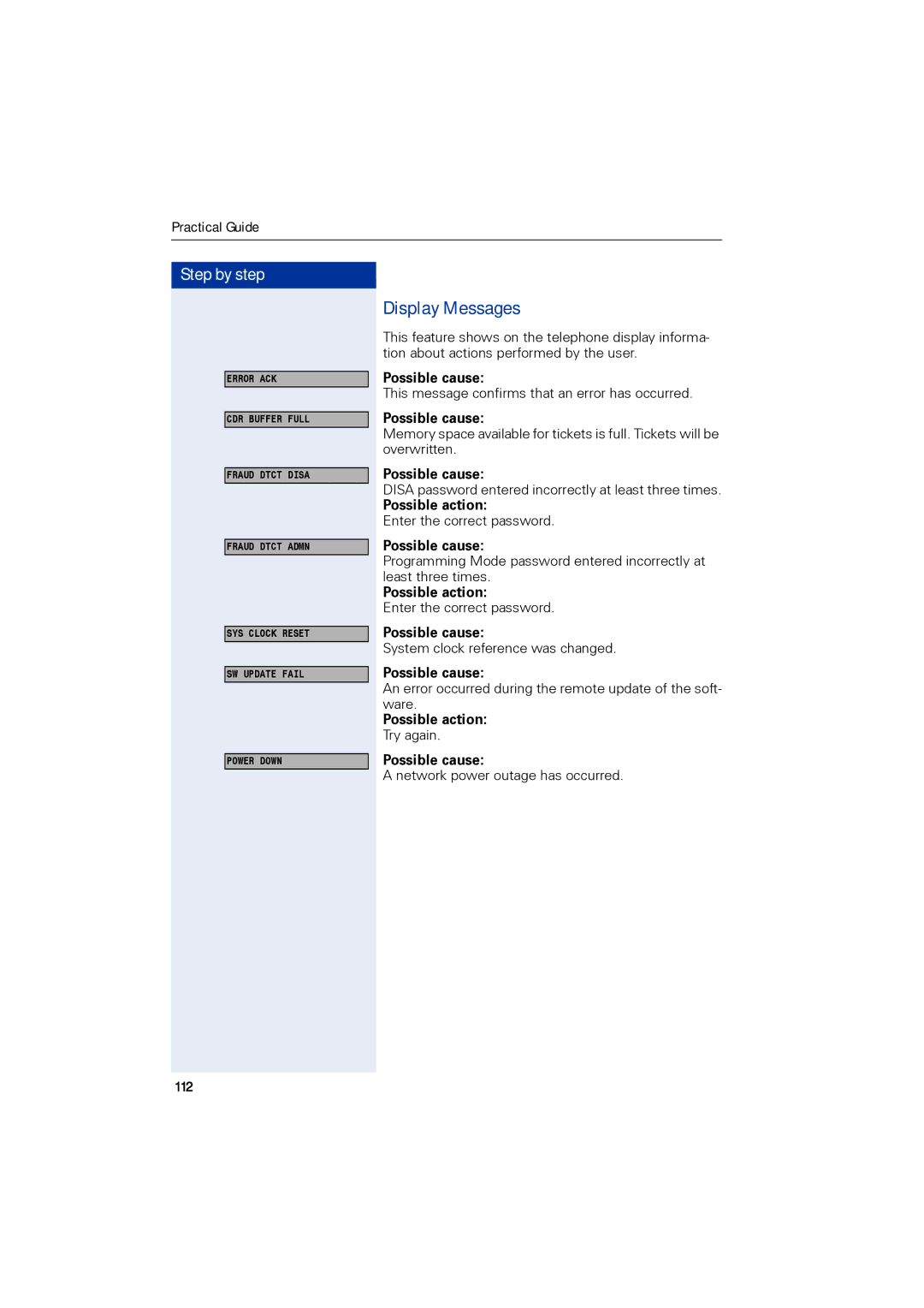 Siemens 1190 user manual Display Messages, 112 