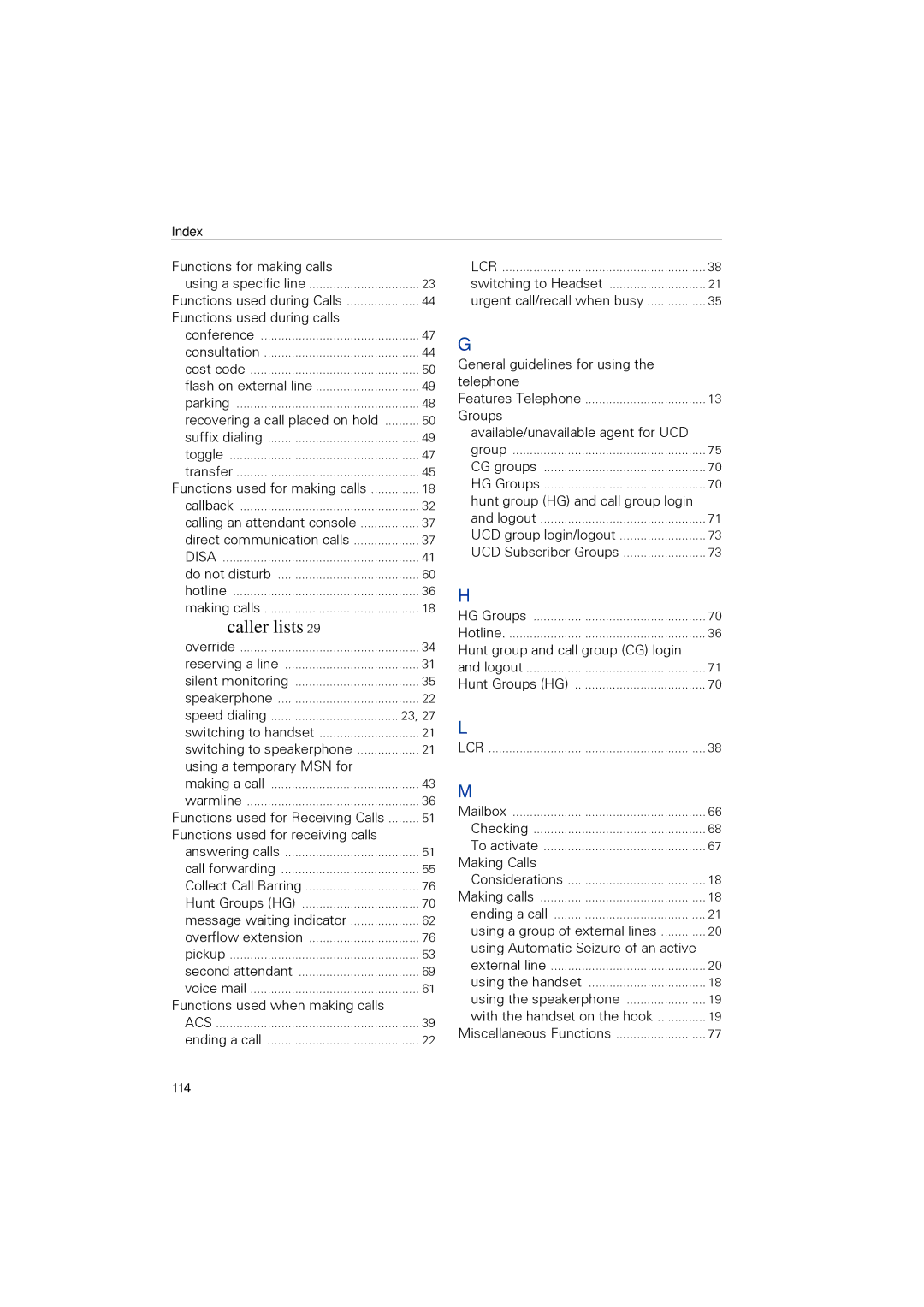 Siemens 1190 user manual Functions used during calls, 114 