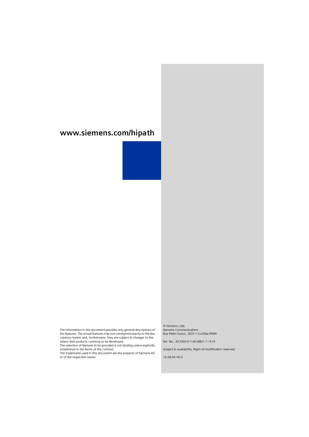 Siemens 1190 user manual 