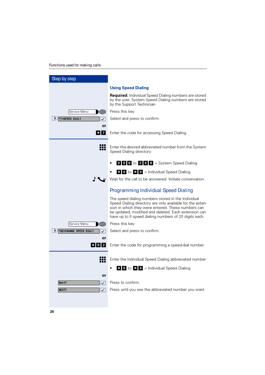 Siemens 1190 user manual Programming Individual Speed Dialing, Using Speed Dialing 