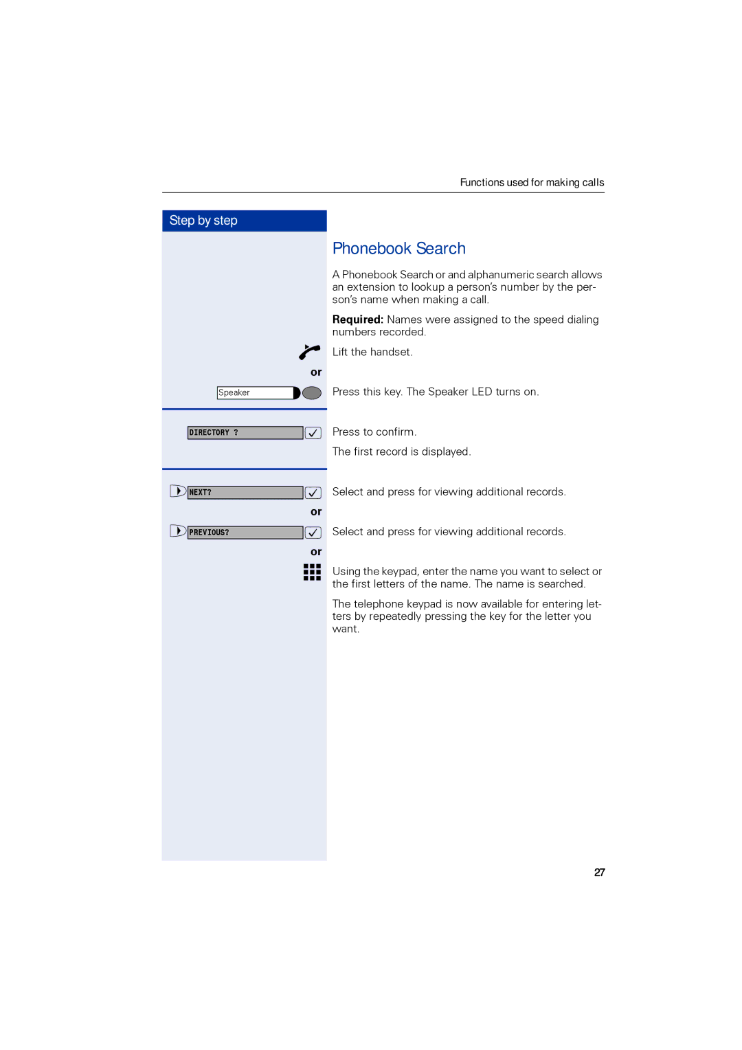 Siemens 1190 user manual Phonebook Search 