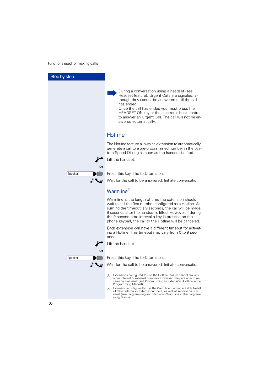 Siemens 1190 user manual Hotline1, Warmline2 