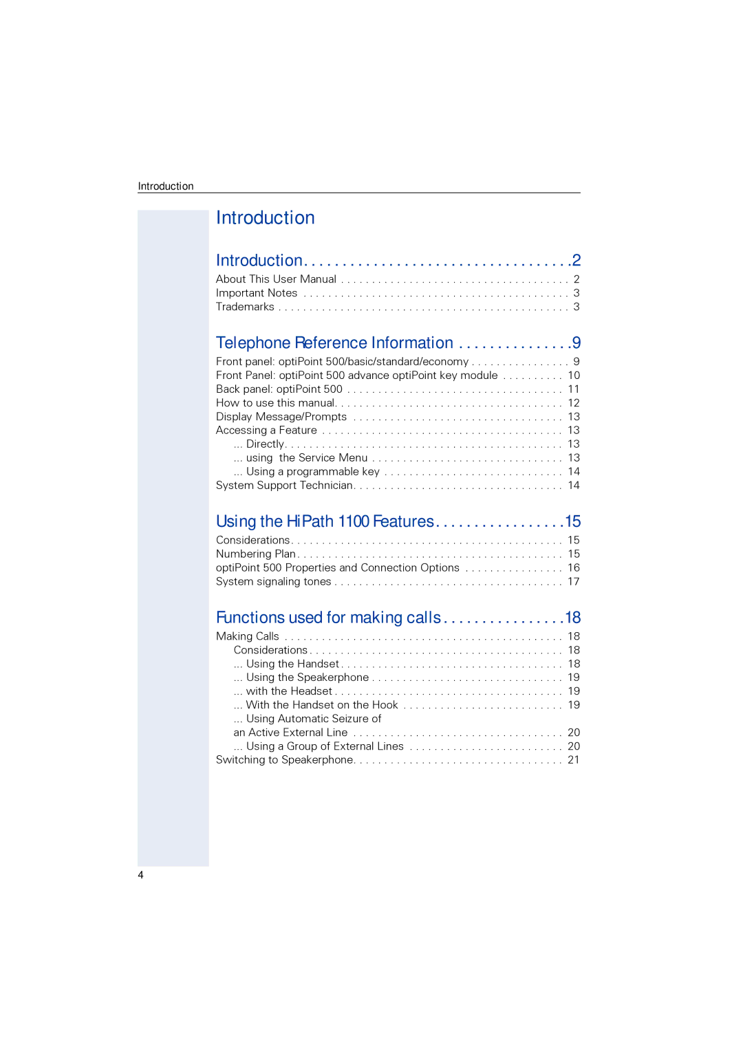 Siemens 1190 user manual Telephone Reference Information, Introduction 