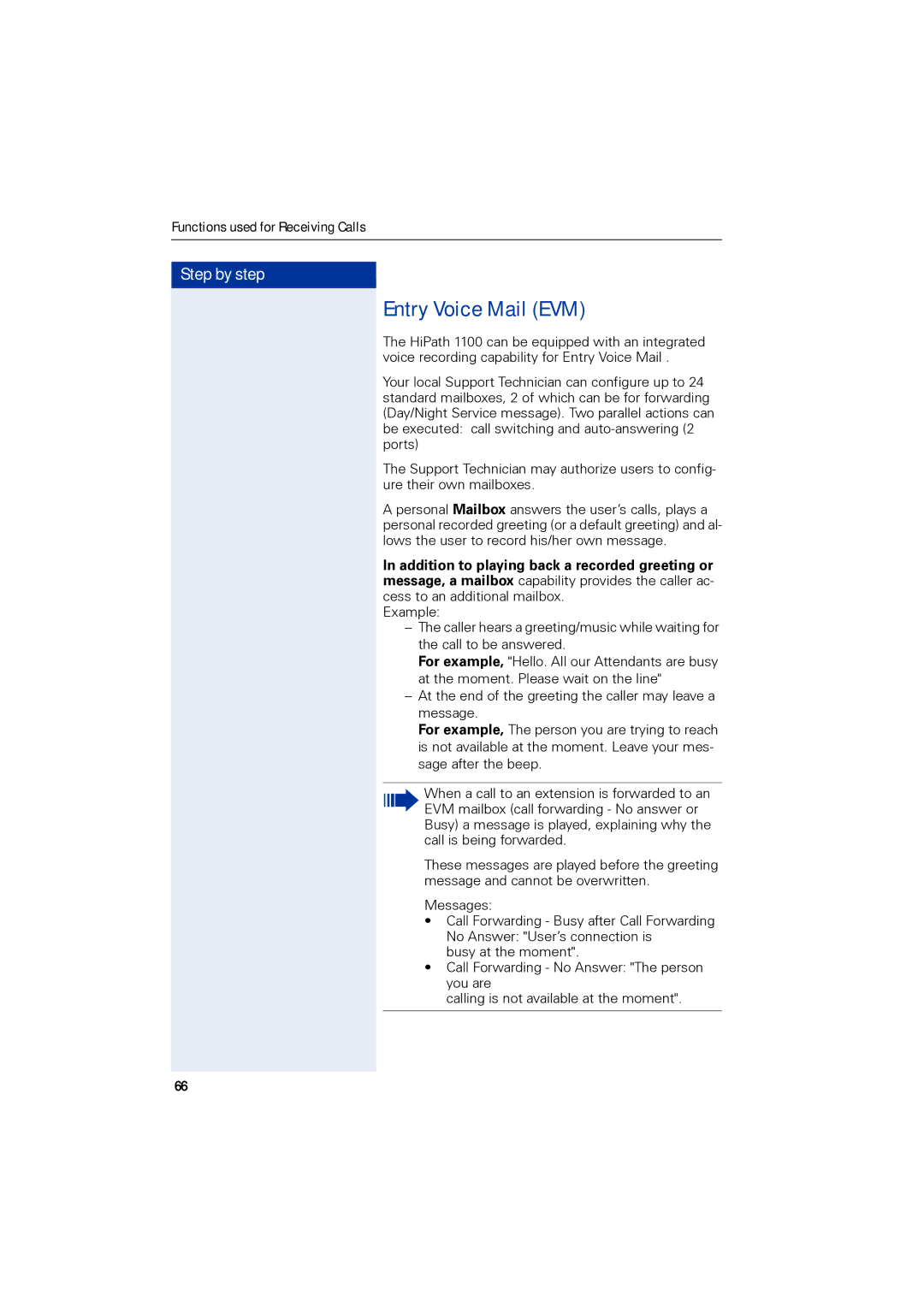 Siemens 1190 user manual Entry Voice Mail EVM 