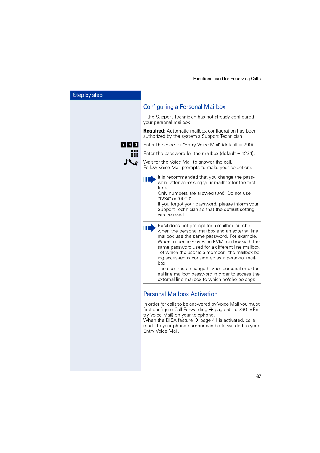 Siemens 1190 user manual Configuring a Personal Mailbox, Personal Mailbox Activation 