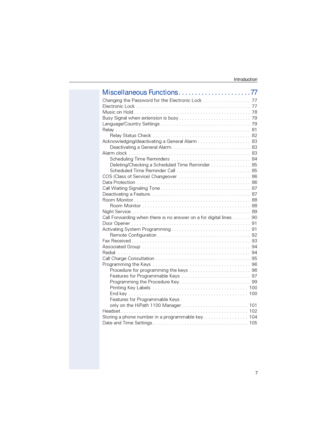 Siemens 1190 user manual Miscellaneous Functions 