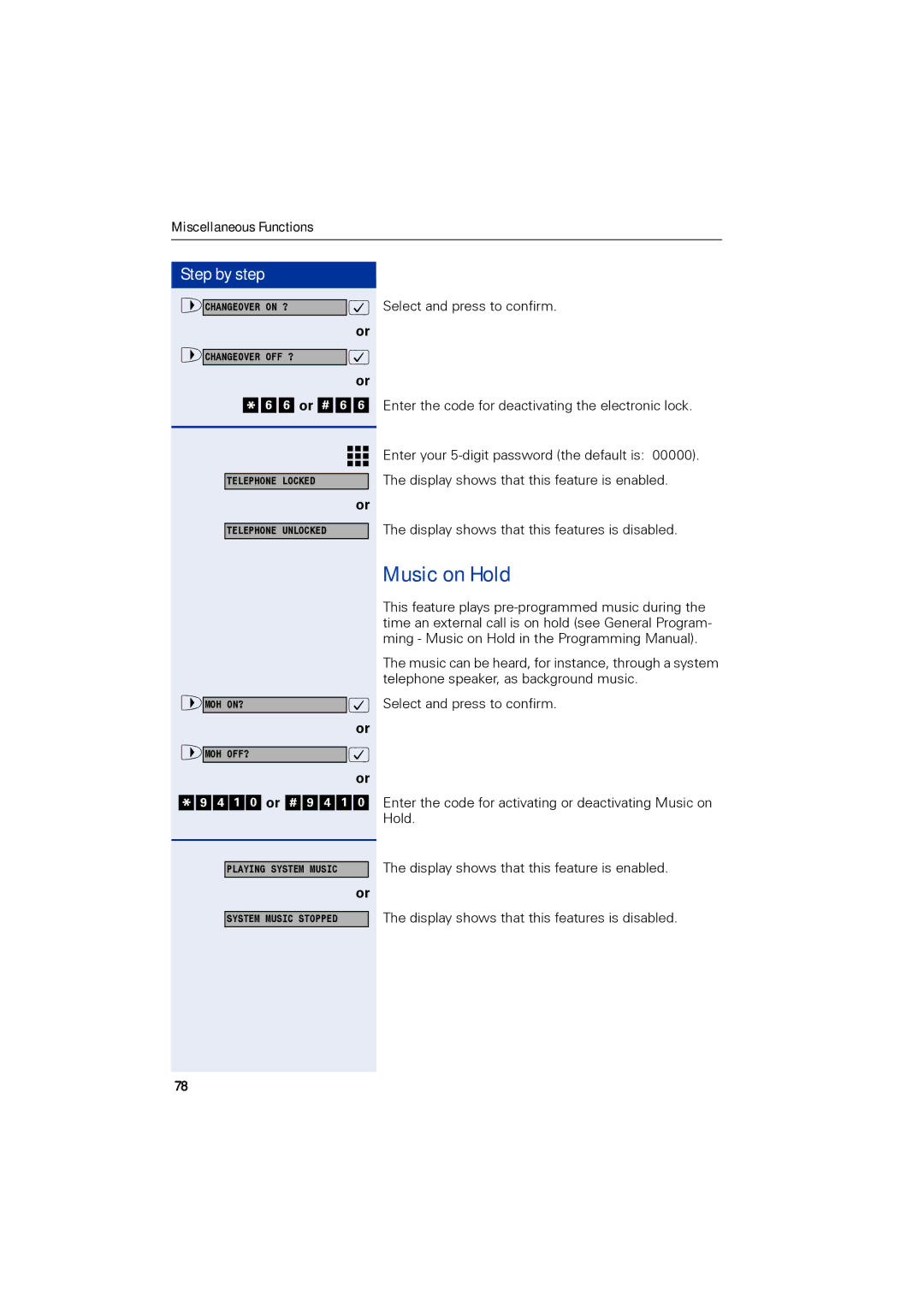 Siemens 1190 user manual Music on Hold 