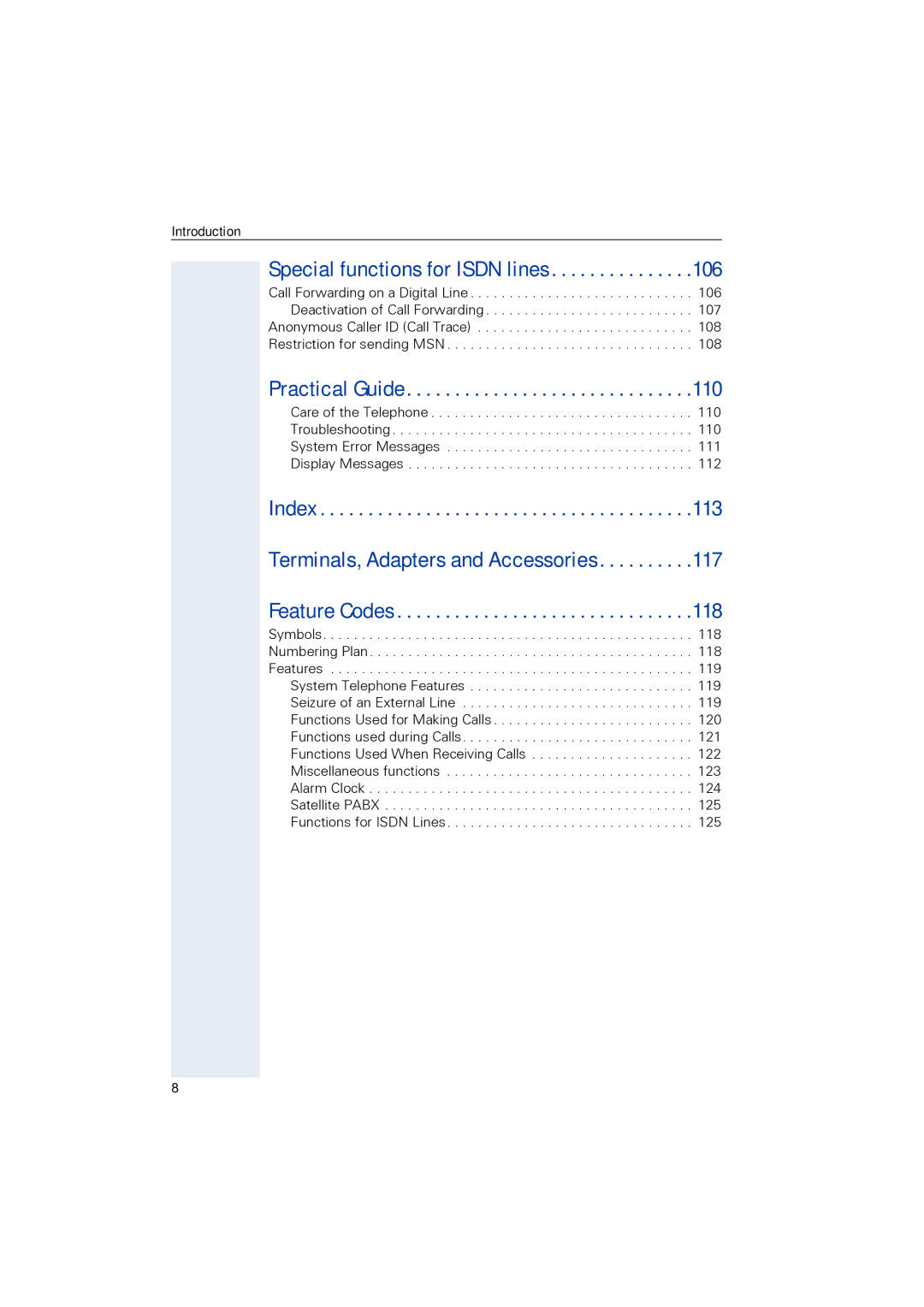 Siemens 1190 user manual Index, Feature Codes 