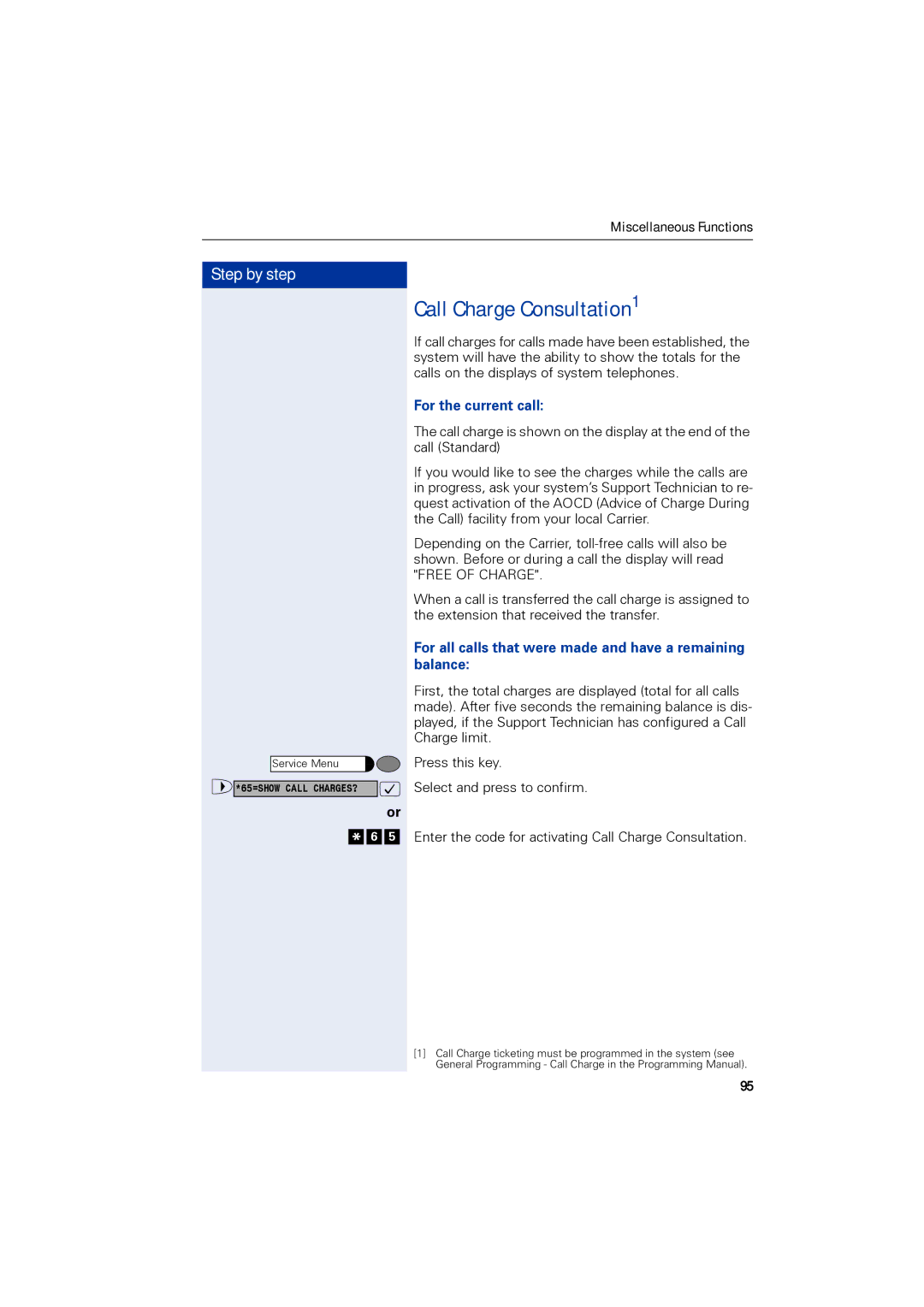 Siemens 1190 Call Charge Consultation1, For the current call, For all calls that were made and have a remaining balance 