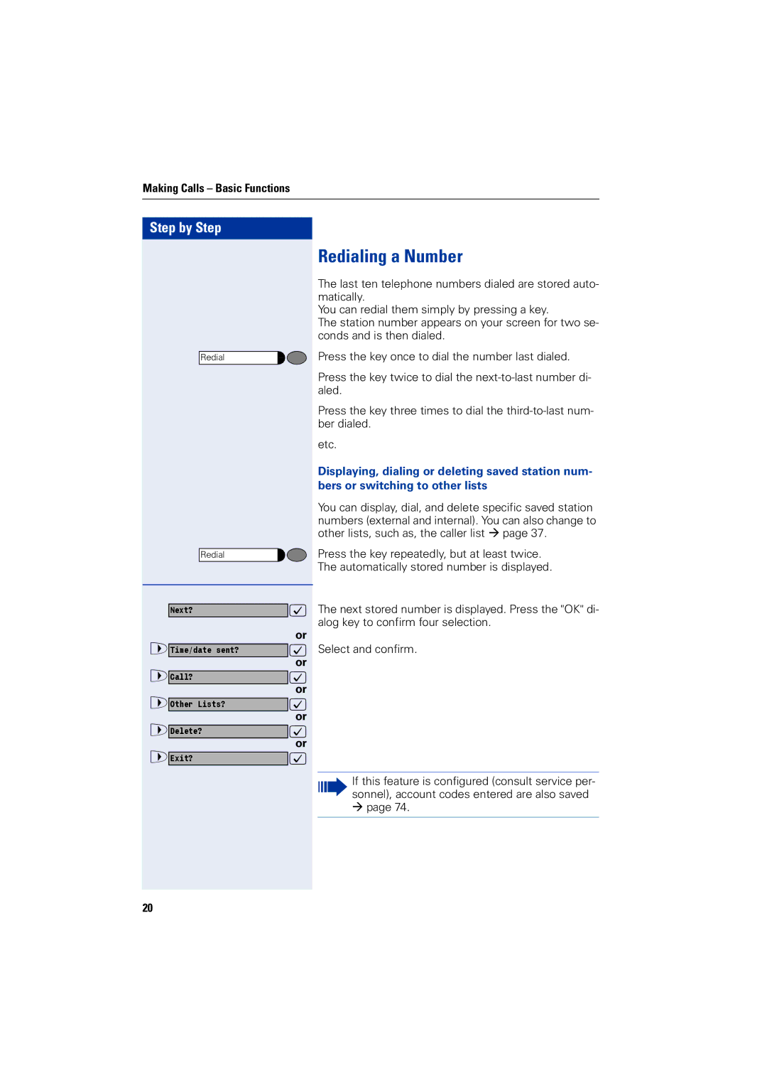 Siemens 1200 manual Redialing a Number 