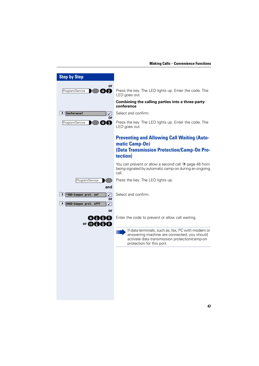 Siemens 1200 manual Or rhmd, Combining the calling parties into a three-party conference 