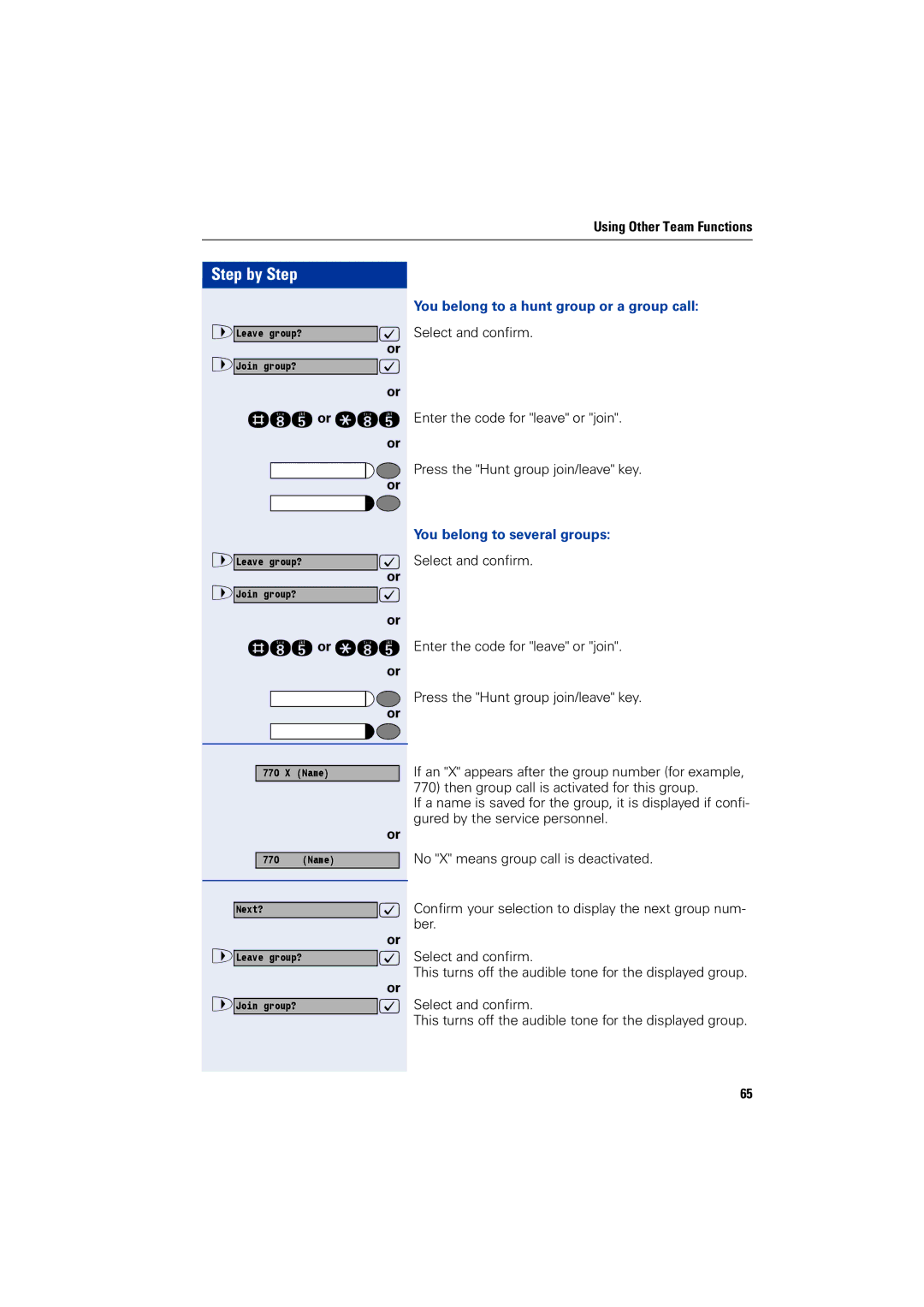 Siemens 1200 manual You belong to a hunt group or a group call, You belong to several groups 