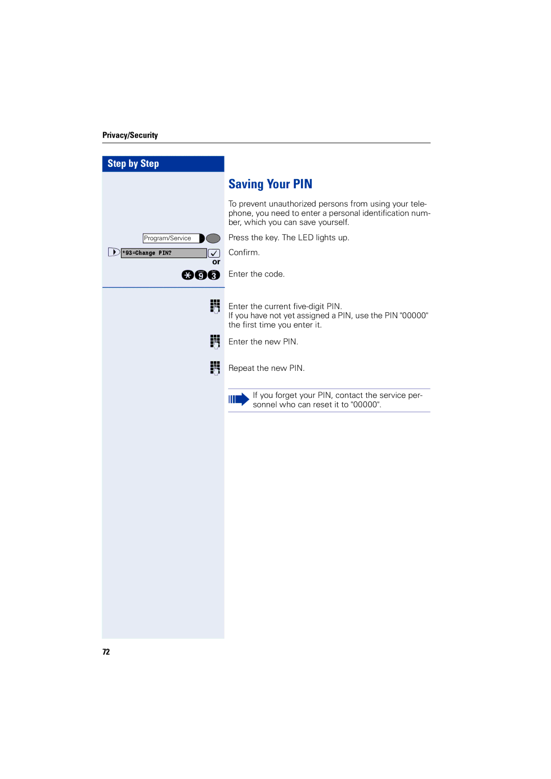 Siemens 1200 manual Saving Your PIN 