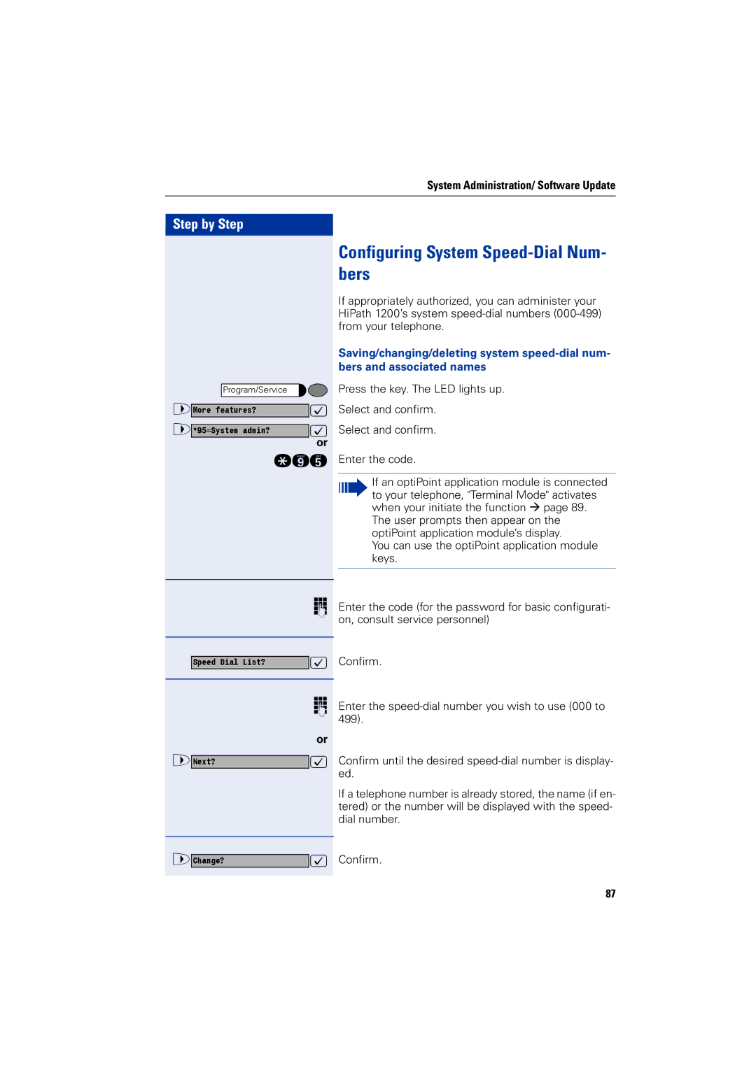 Siemens 1200 manual Configuring System Speed-Dial Num- bers 