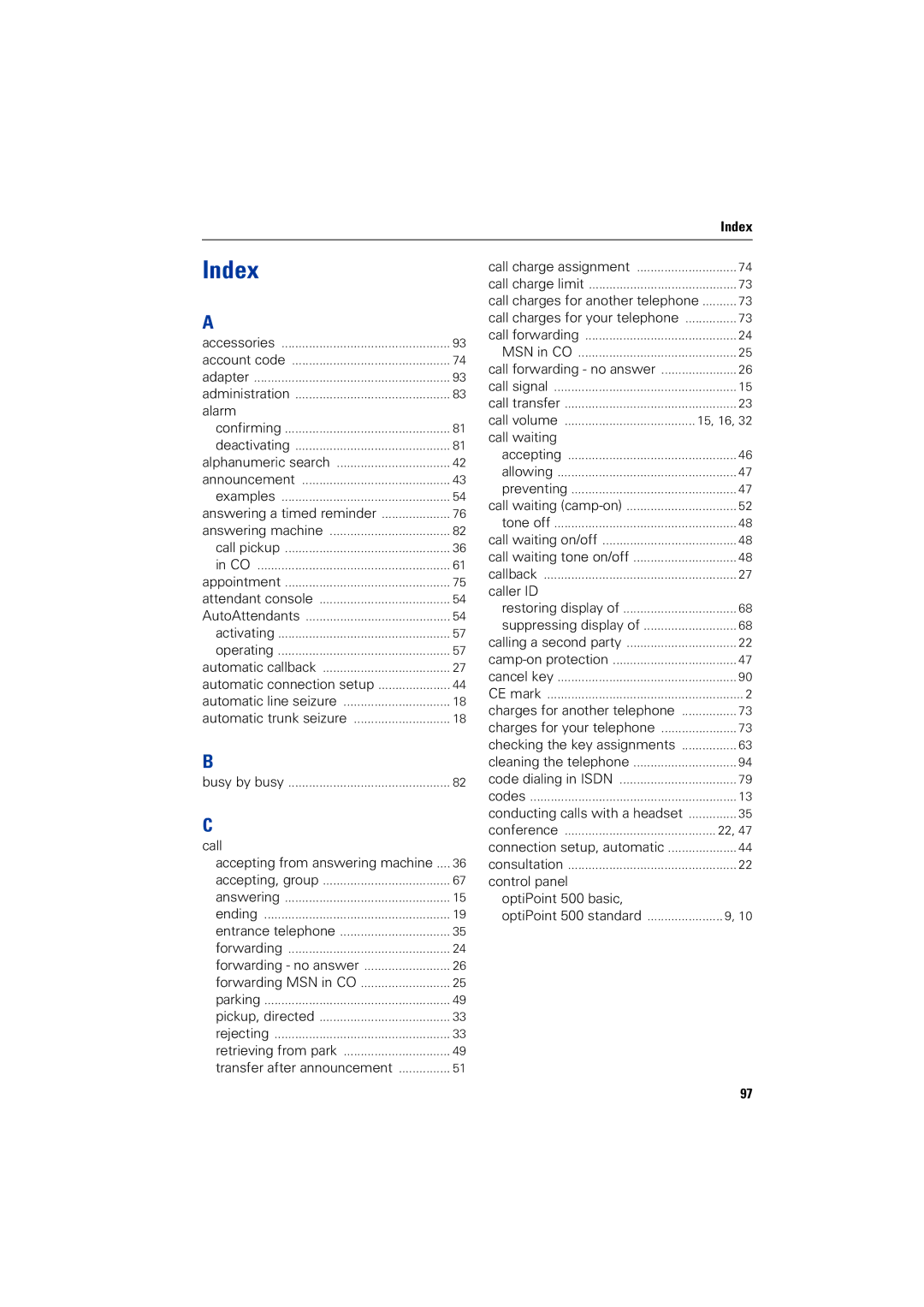 Siemens 1200 manual Index 