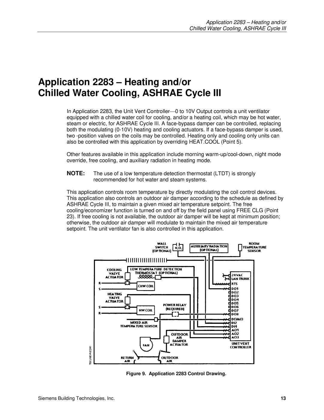 Siemens 125-1957 owner manual Application 2283 Control Drawing 