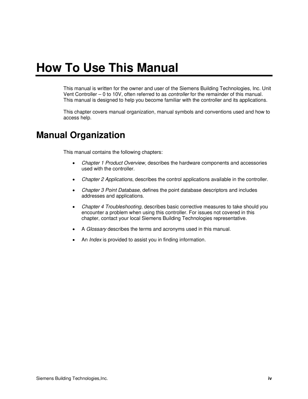 Siemens 125-1957 owner manual How To Use This Manual, Manual Organization 