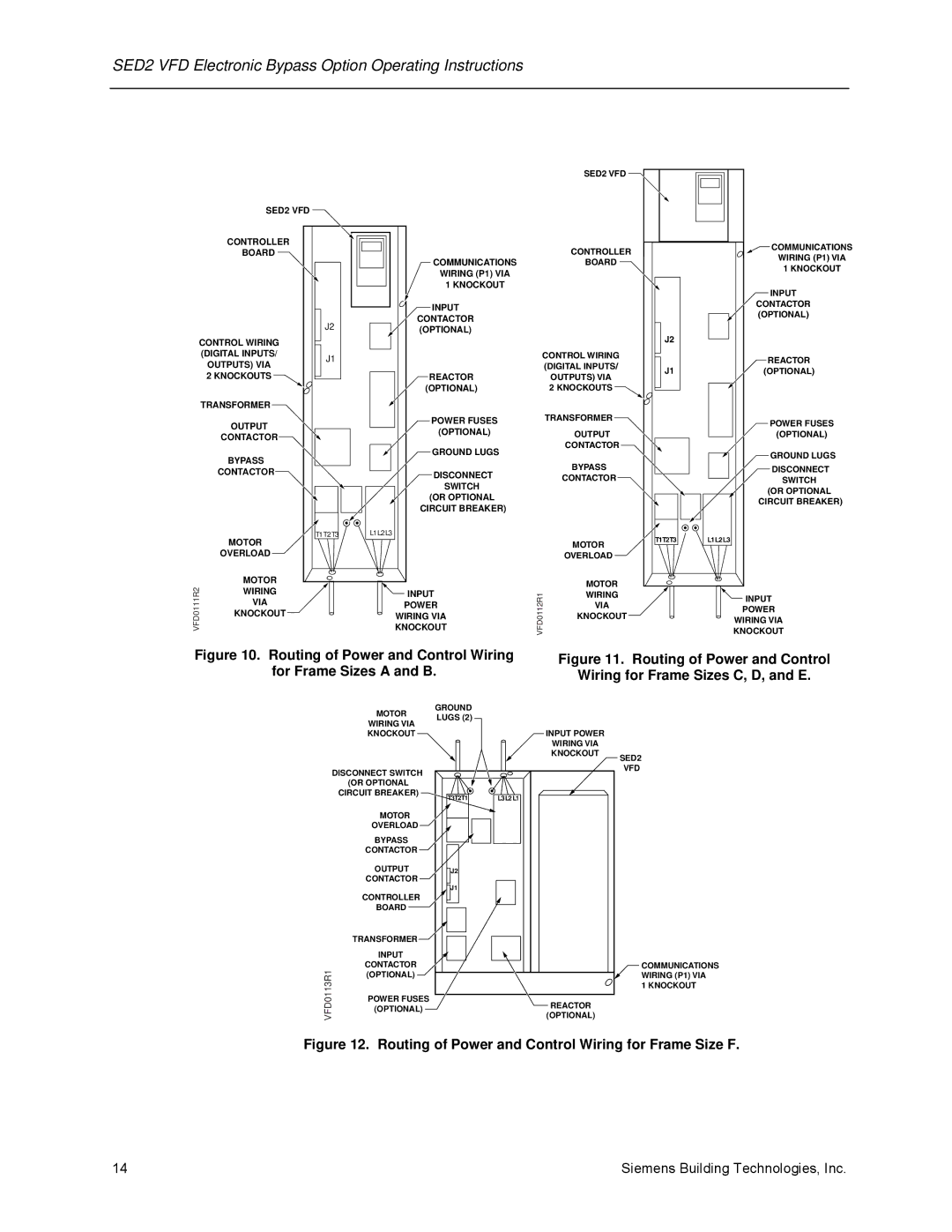 Siemens 125-3208 operating instructions Routing of Power and Control Wiring For Frame Sizes a and B 