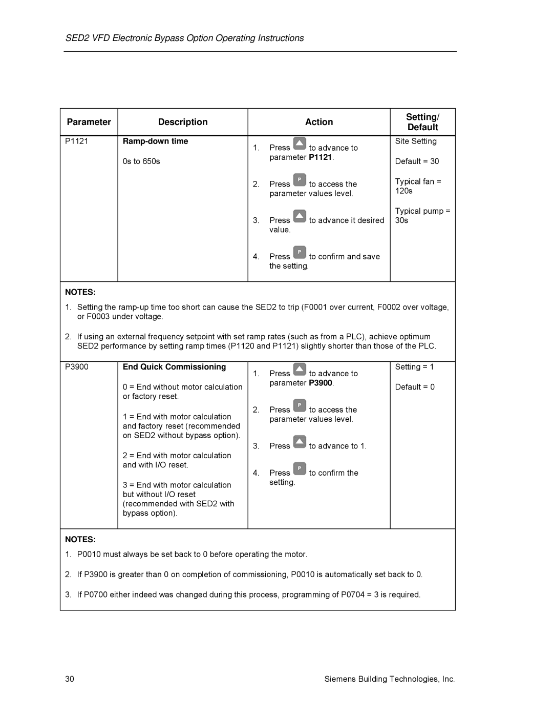 Siemens 125-3208 operating instructions Ramp-down time, End Quick Commissioning 