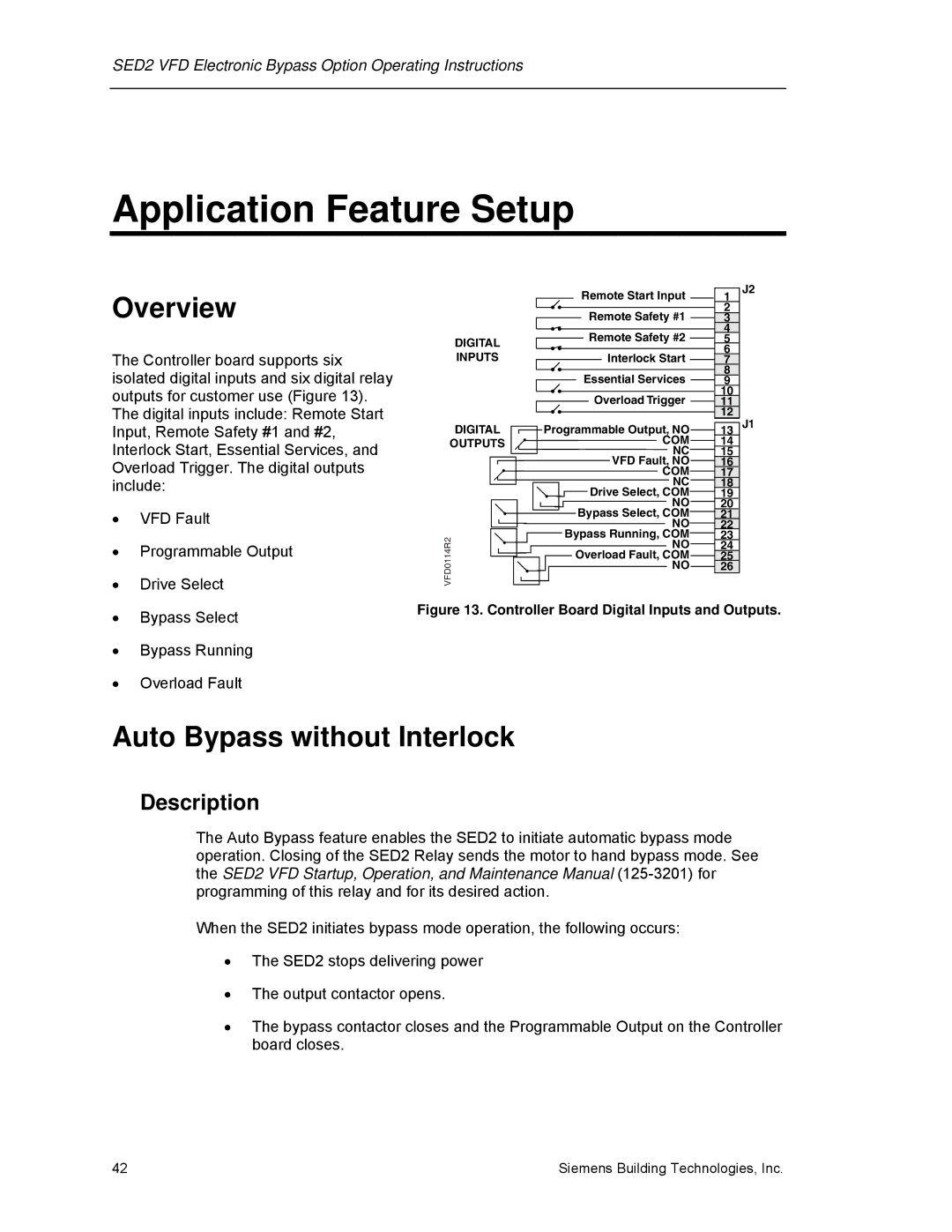 Siemens 125-3208 operating instructions Application Feature Setup, Overview, Auto Bypass without Interlock, Description 