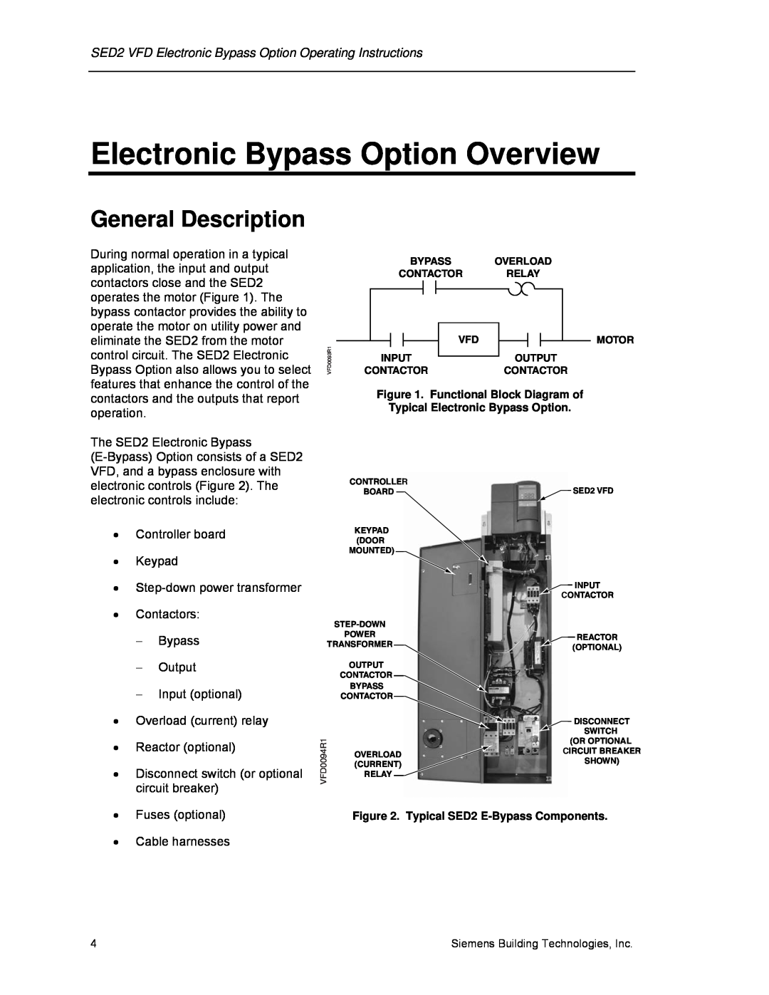 Siemens 125-3208 operating instructions Electronic Bypass Option Overview, General Description 