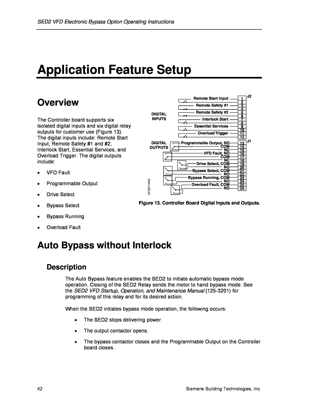 Siemens 125-3208 operating instructions Application Feature Setup, Overview, Auto Bypass without Interlock, Description 