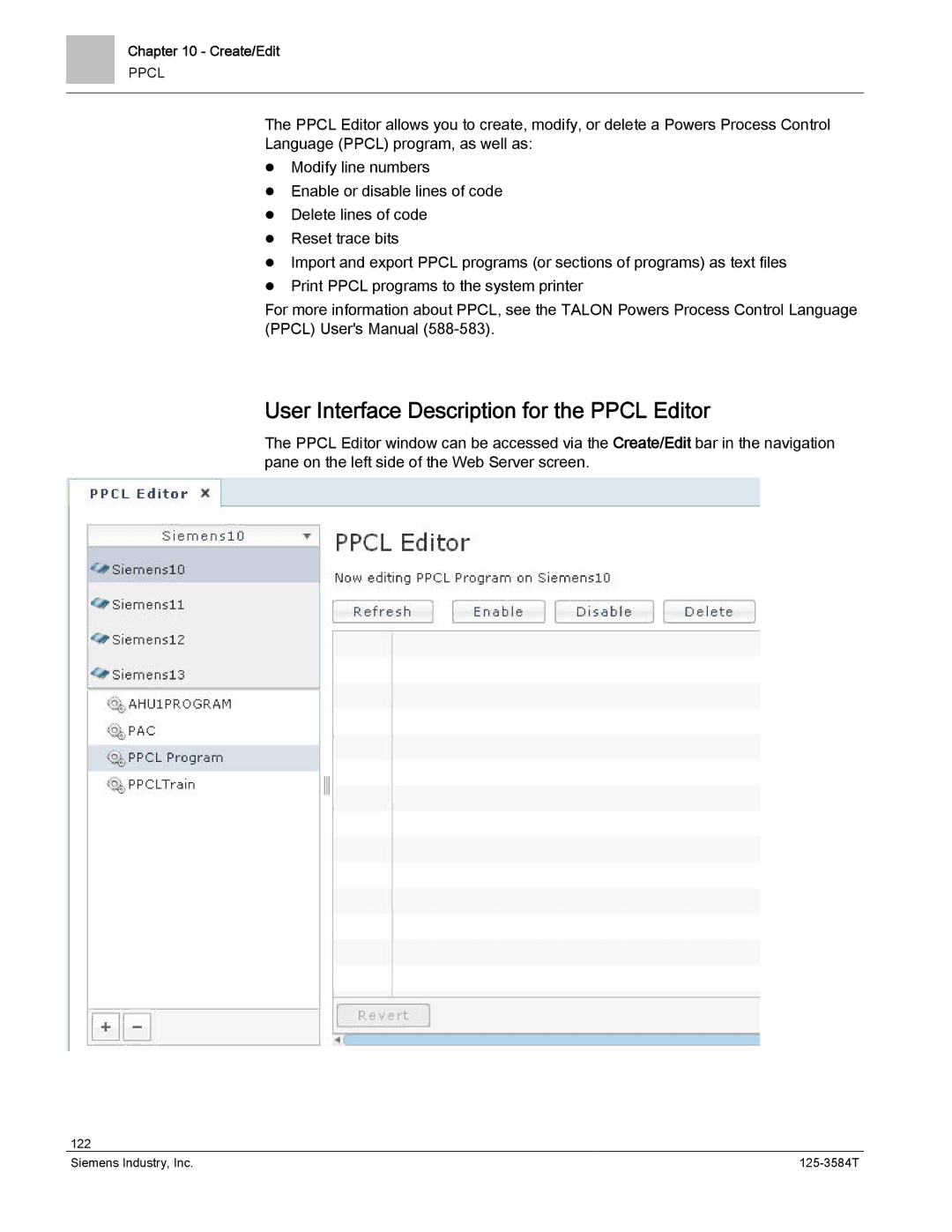 Siemens 125-3584T manual User Interface Description for the Ppcl Editor 