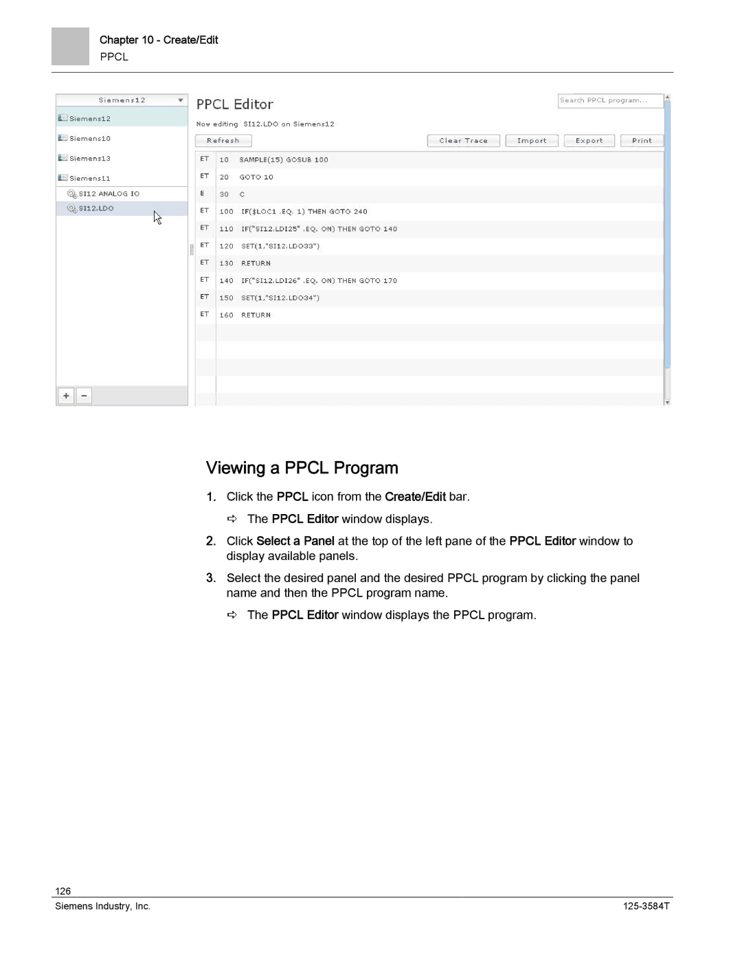 Siemens 125-3584T manual Viewing a Ppcl Program 