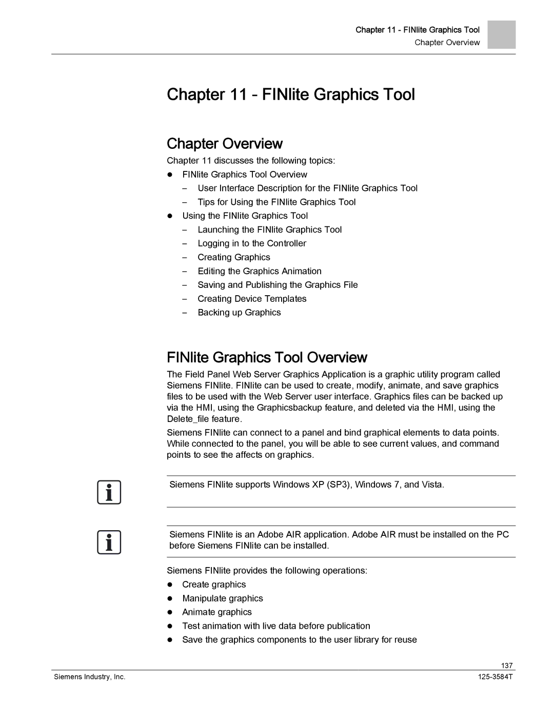 Siemens 125-3584T manual FINlite Graphics Tool Overview 