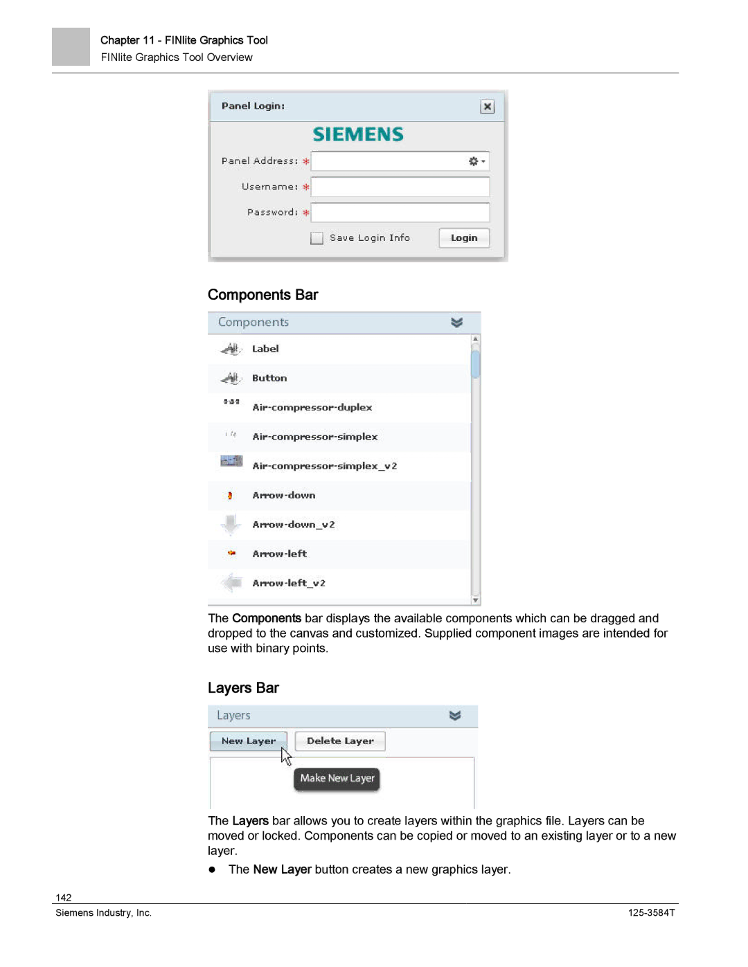 Siemens 125-3584T manual Components Bar, Layers Bar 