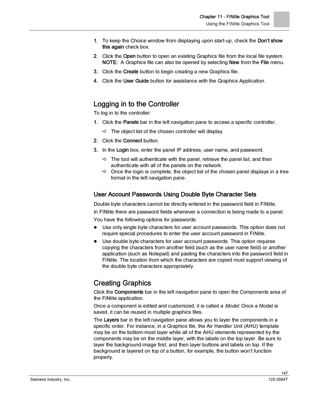 Siemens 125-3584T manual Logging in to the Controller, Creating Graphics 