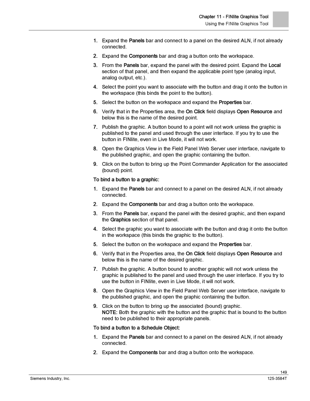 Siemens 125-3584T manual To bind a button to a graphic, To bind a button to a Schedule Object 
