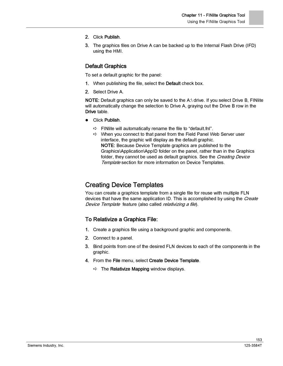 Siemens 125-3584T manual Creating Device Templates, Default Graphics, To Relativize a Graphics File 