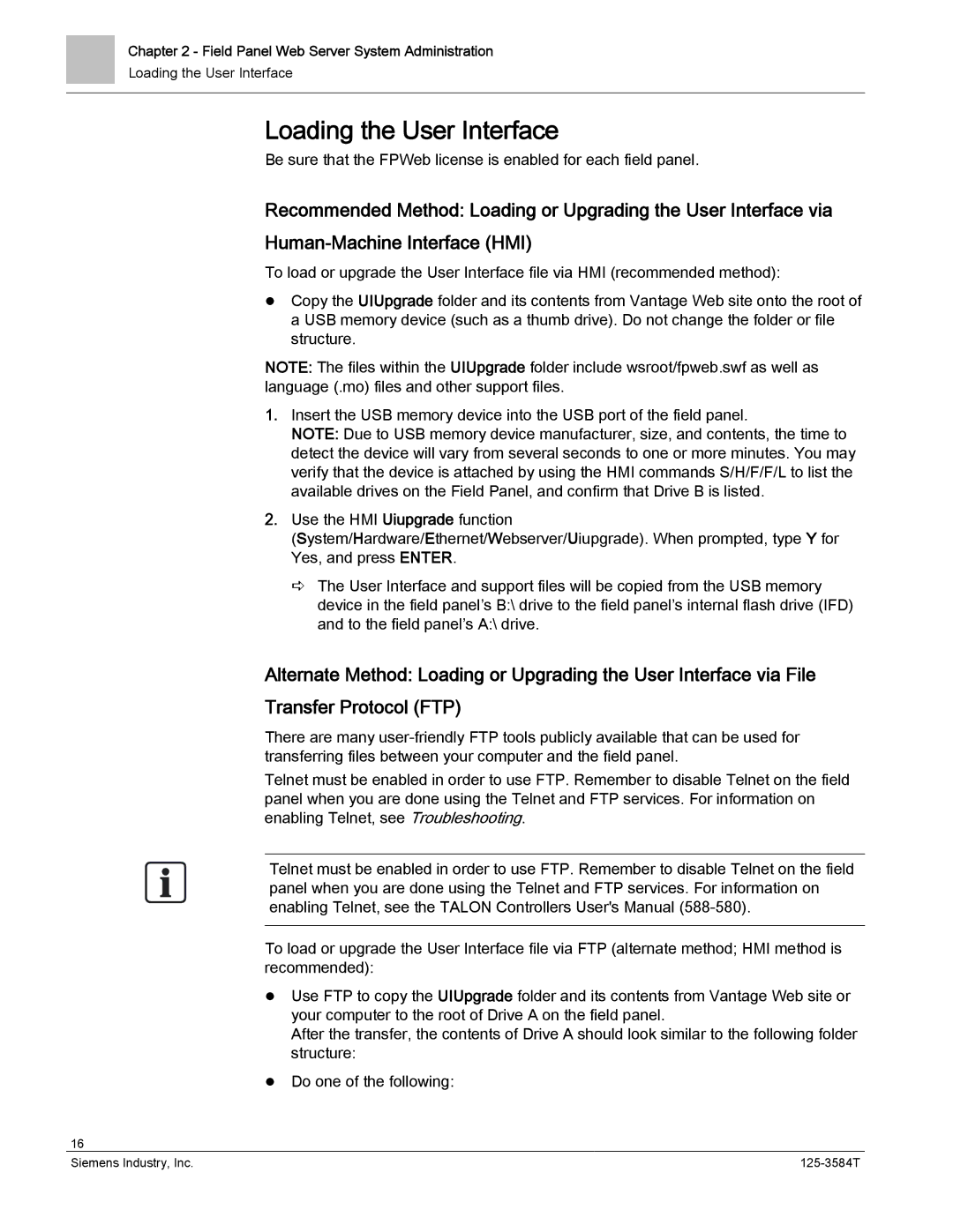 Siemens 125-3584T manual Loading the User Interface 