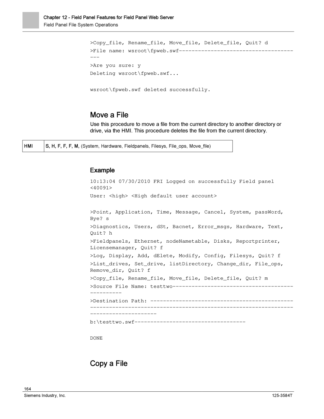 Siemens 125-3584T manual Move a File, Copy a File 