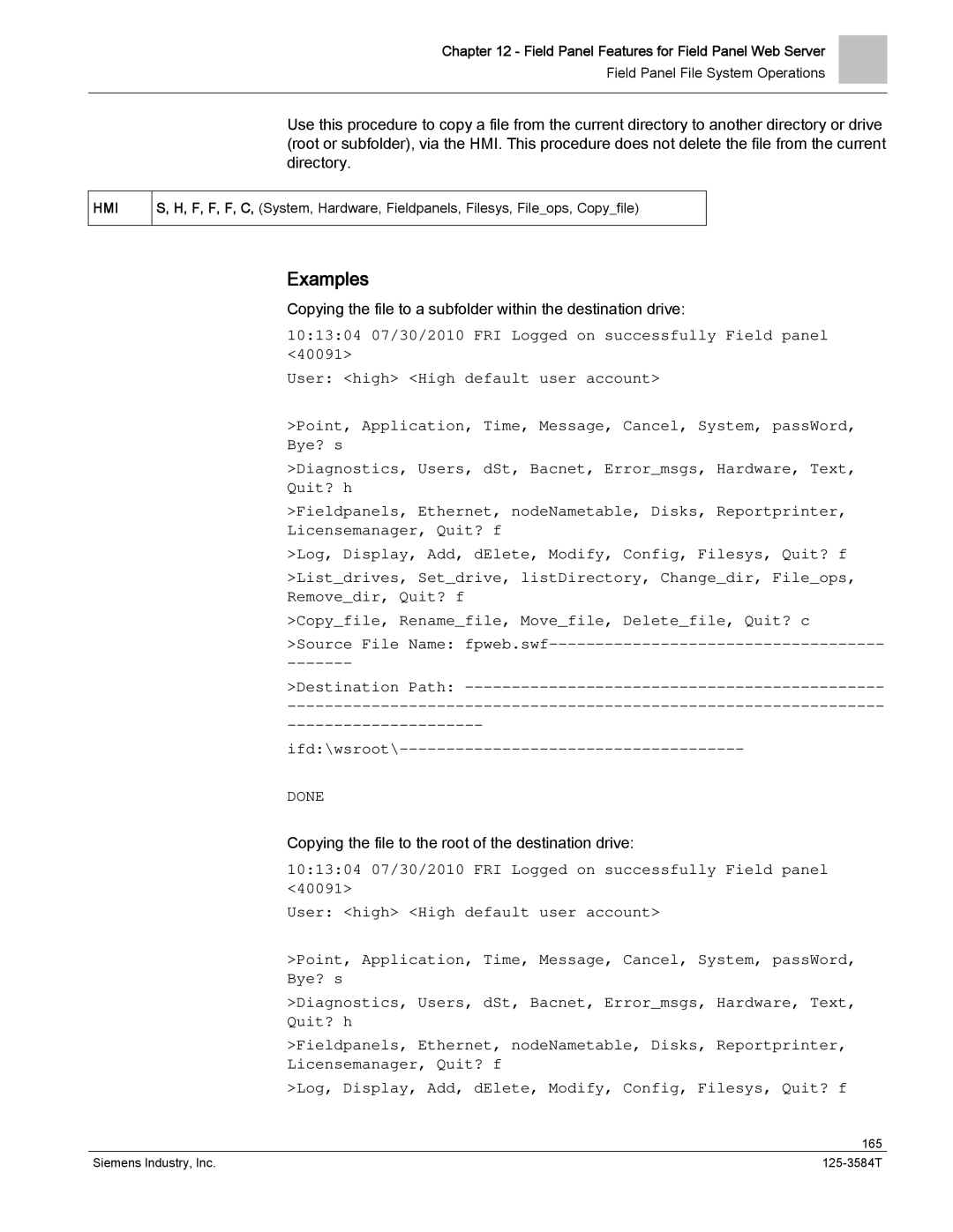 Siemens 125-3584T manual Examples 