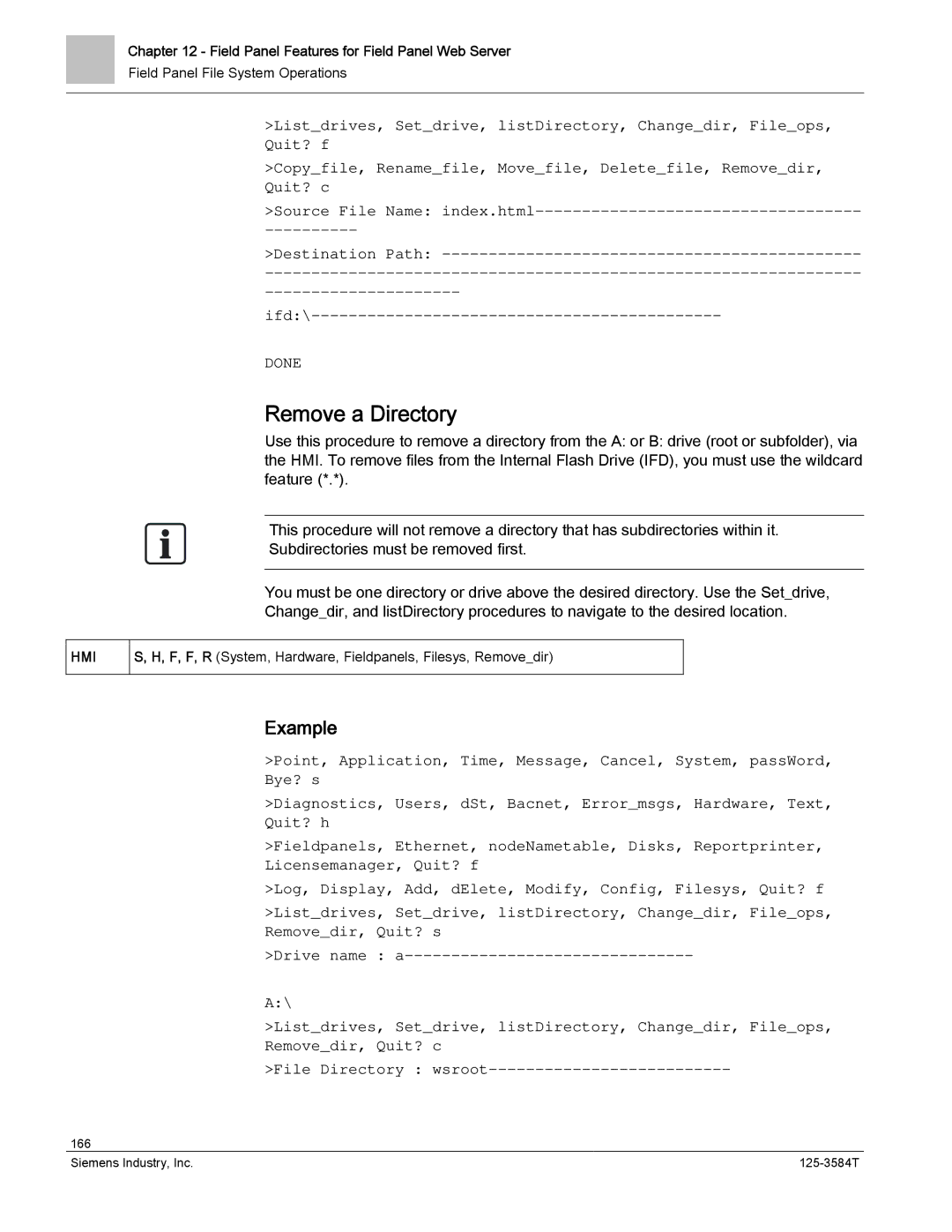 Siemens 125-3584T manual Remove a Directory 