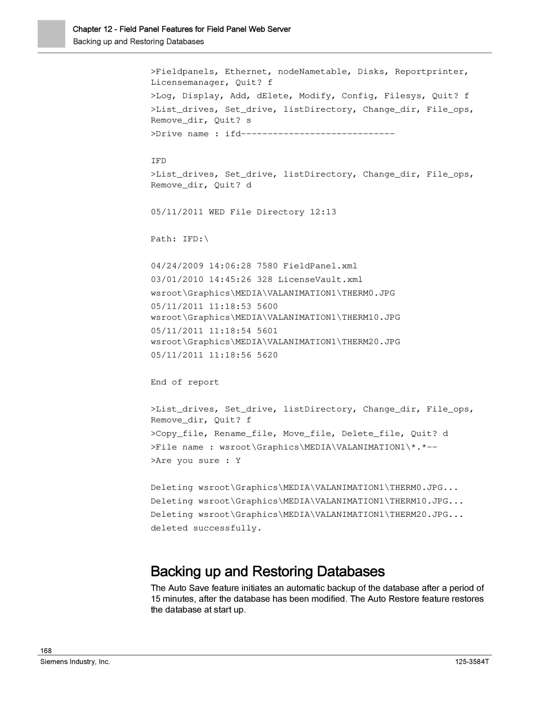 Siemens 125-3584T manual Backing up and Restoring Databases, Ifd 