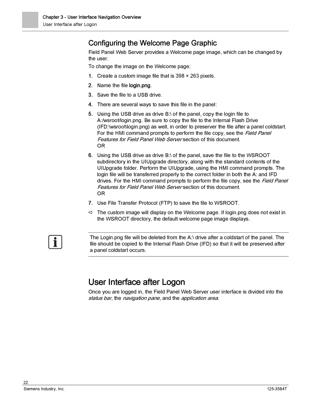 Siemens 125-3584T manual User Interface after Logon, Configuring the Welcome Page Graphic 