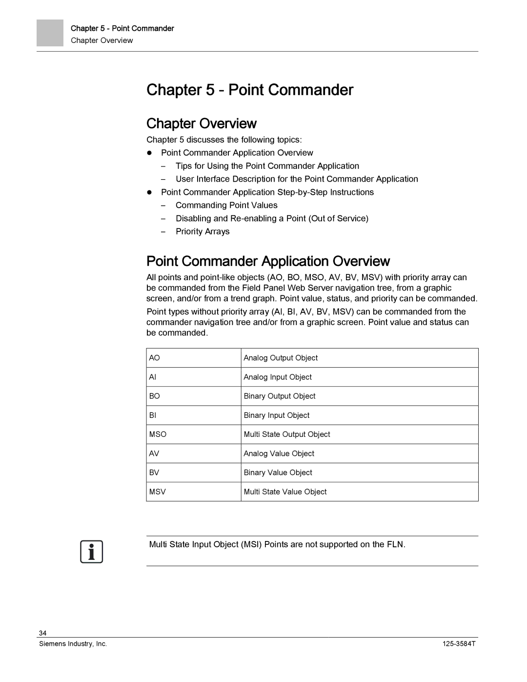 Siemens 125-3584T manual Point Commander Application Overview 