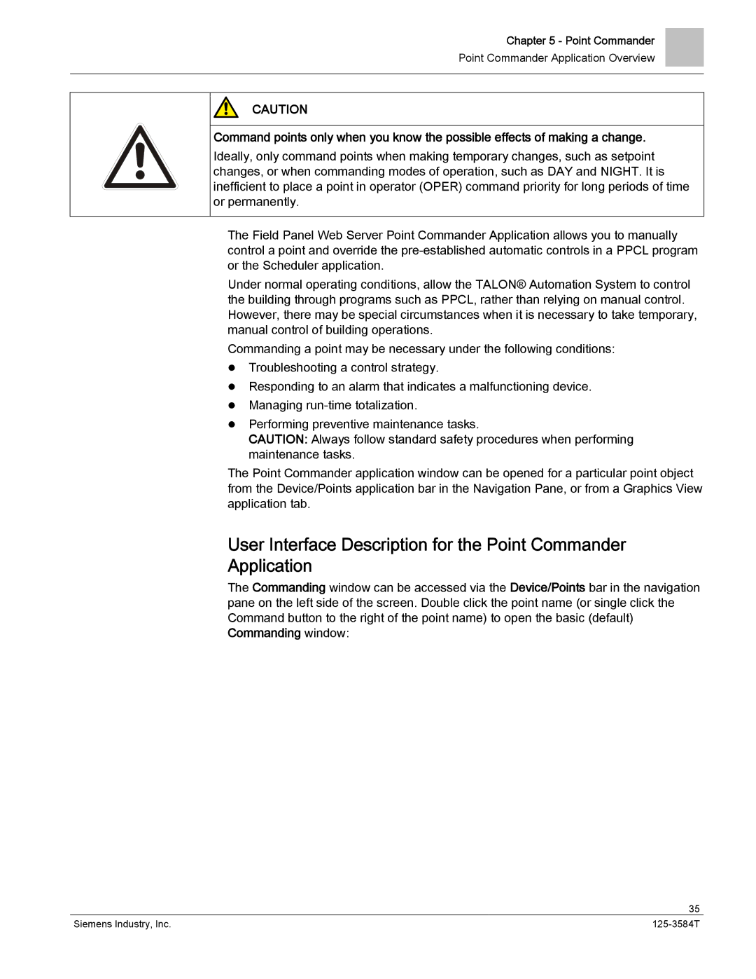 Siemens 125-3584T manual Point Commander Application Overview 