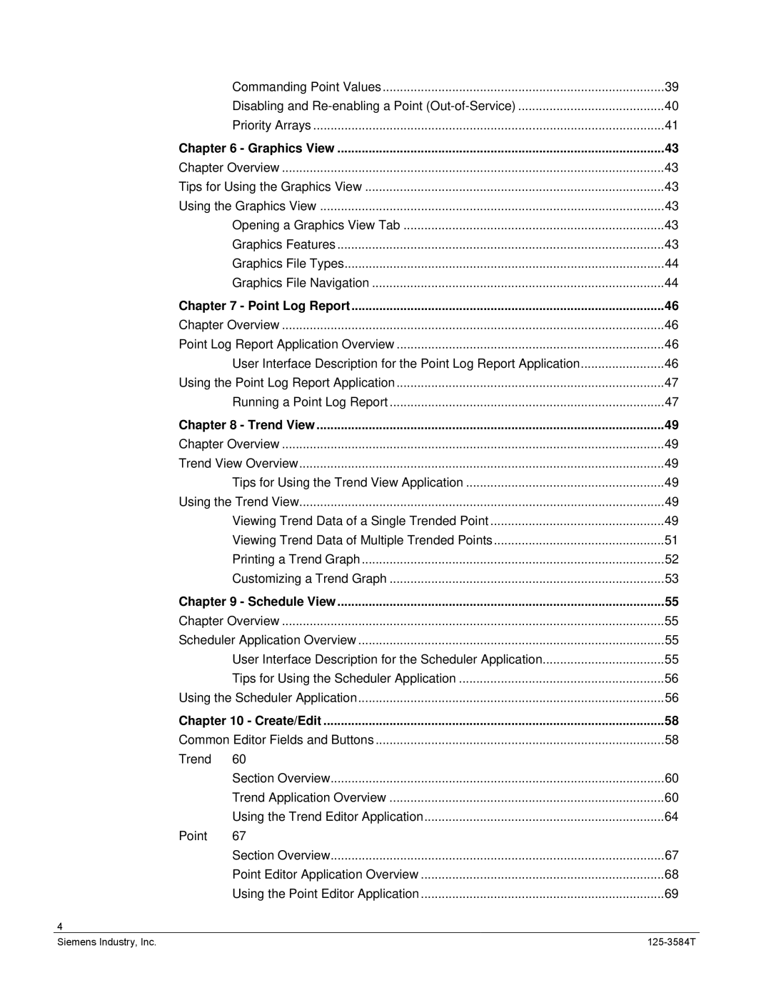 Siemens 125-3584T manual Graphics View, Point Log Report, Trend View, Schedule View, Create/Edit 
