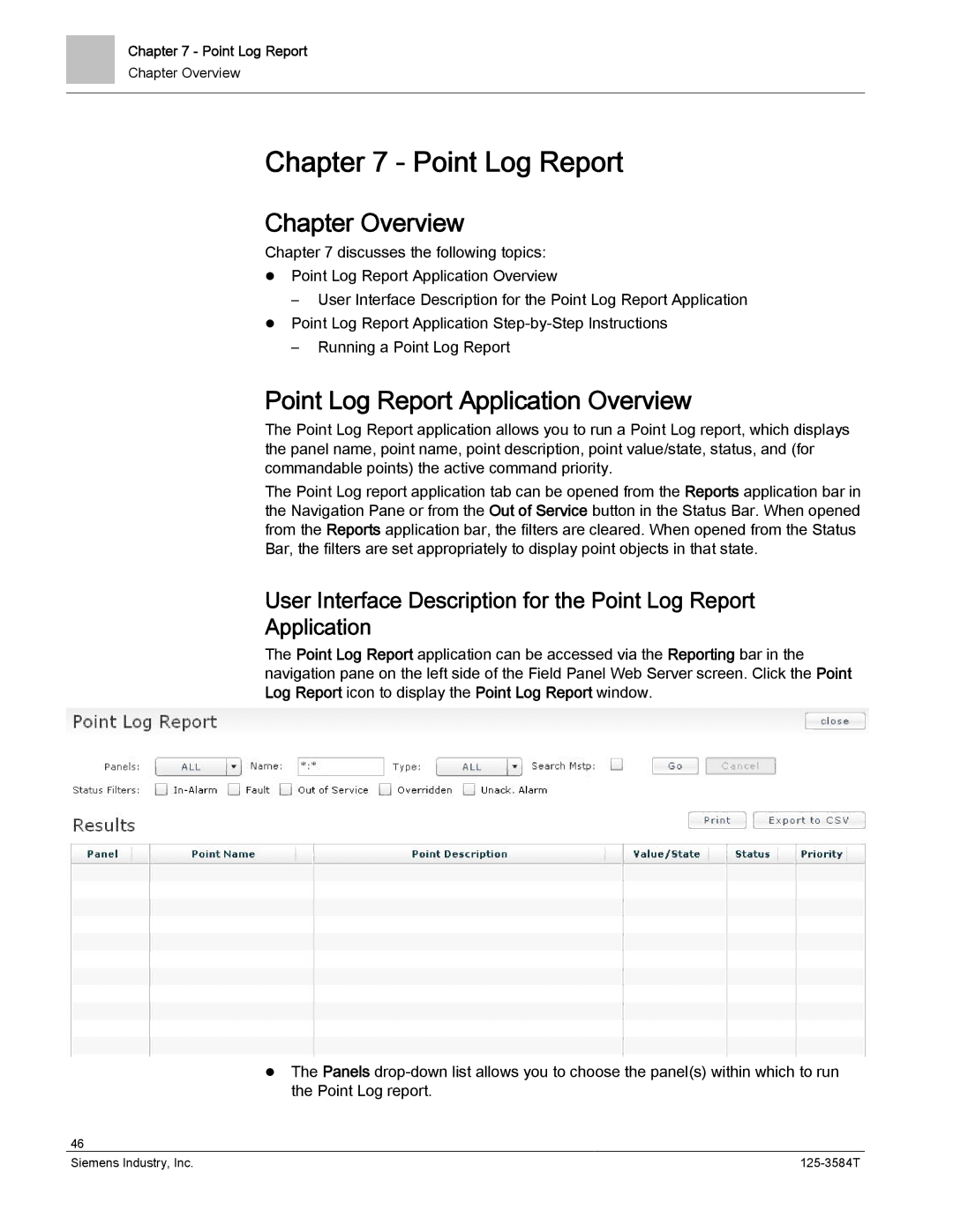 Siemens 125-3584T manual Point Log Report Application Overview 