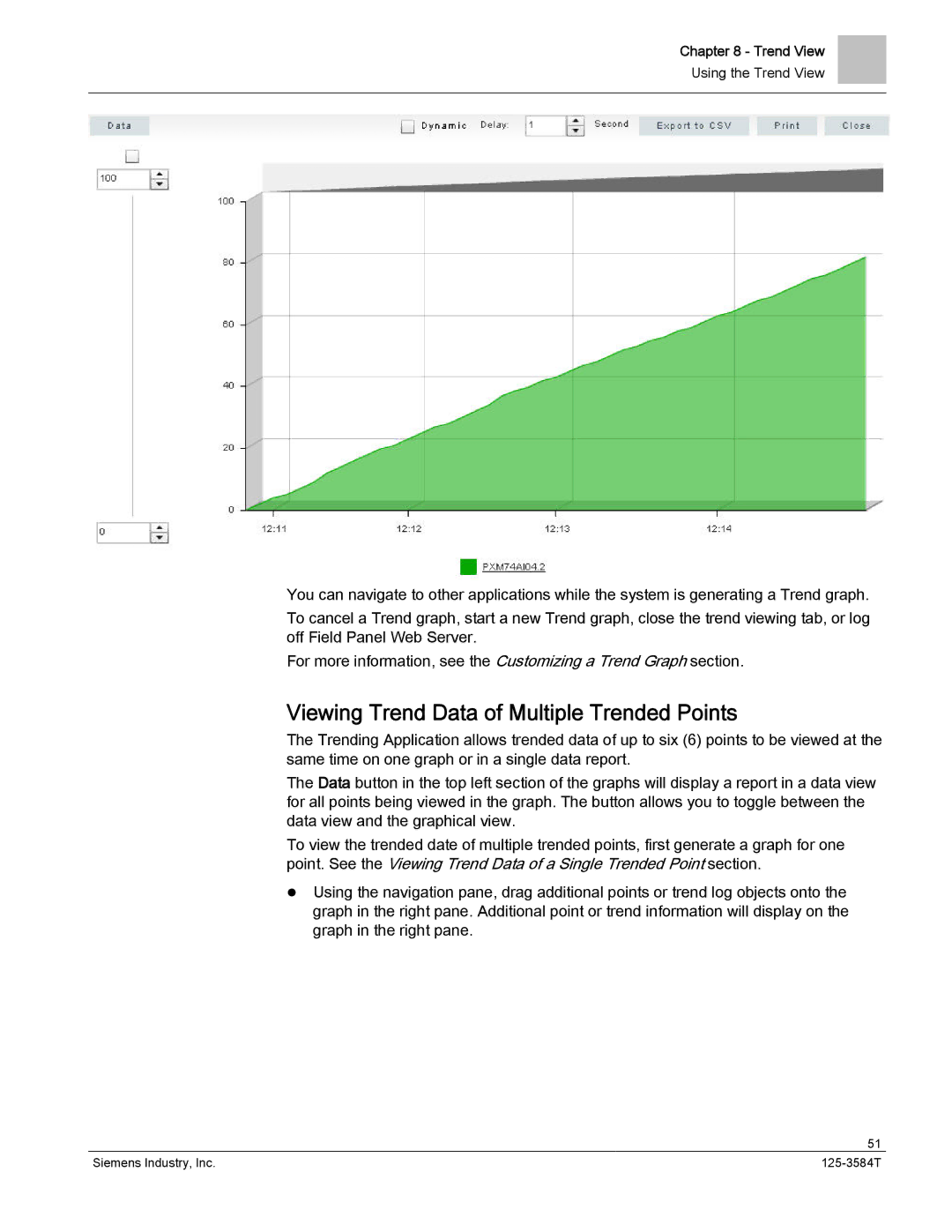 Siemens 125-3584T manual Viewing Trend Data of Multiple Trended Points 