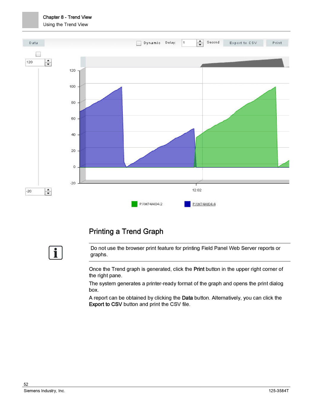 Siemens 125-3584T manual Printing a Trend Graph 