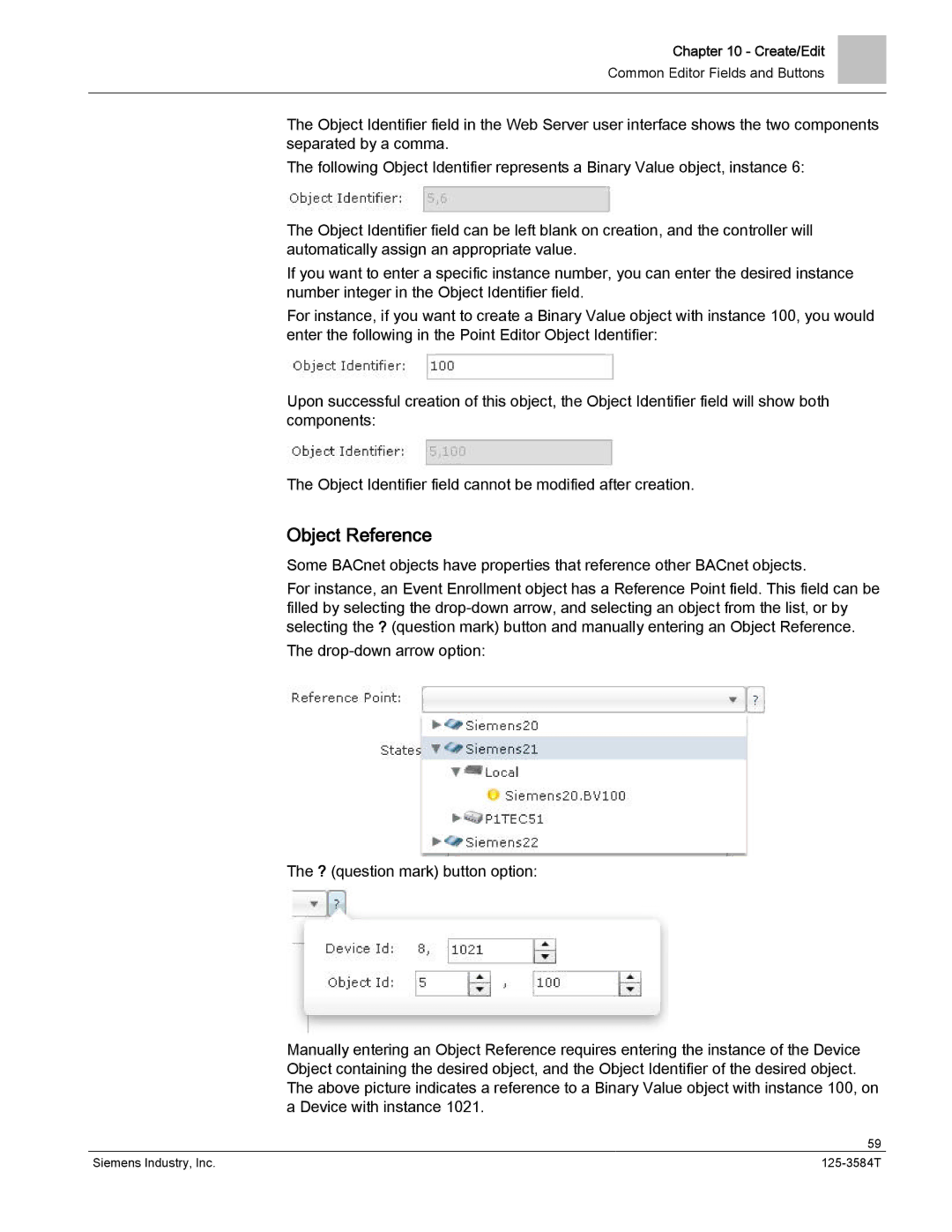 Siemens 125-3584T manual Object Reference 